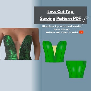 Low Cut Corset Pattern l Formal Top Pattern with Mesh Center l Includes video tutorial l Sizes XS- 3XL