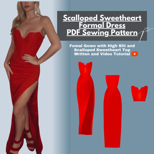 Dress Sewing PDF Pattern I Woman’s Formal Dress Pattern I Corset top Pattern I Dress Pattern Sizes XS-3XL I Instant Download Sewing Pattern