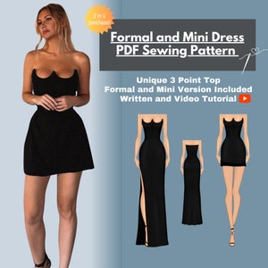 Formal Dress Sewing Pattern / woman’s Digital PDF Pattern/ Size XS-3XL