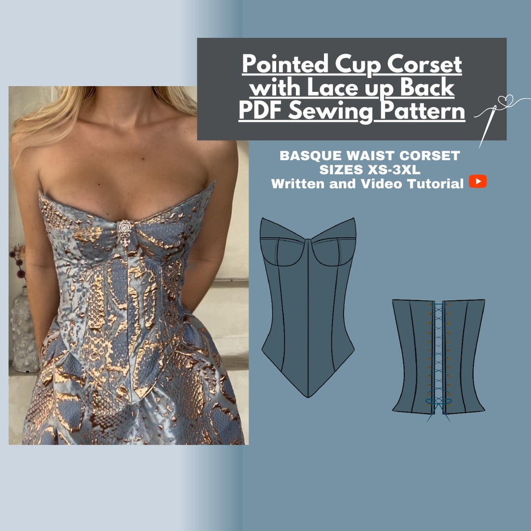 Corset PDF Sewing Pattern I Pointed Cups and Basque Waist I Lace up ...