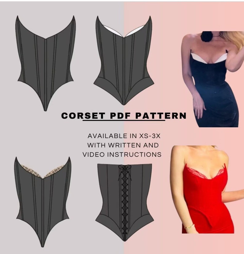 Corset Top Sewing Pattern Bundle: 5 PDF Patterns XS-3XL (instant ...