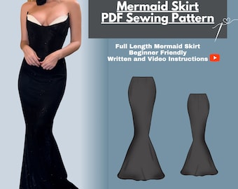 Mermaid Skirt PDF Pattern/ Formal Skirt/ Sewing Pattern? Sizes XS-3XL