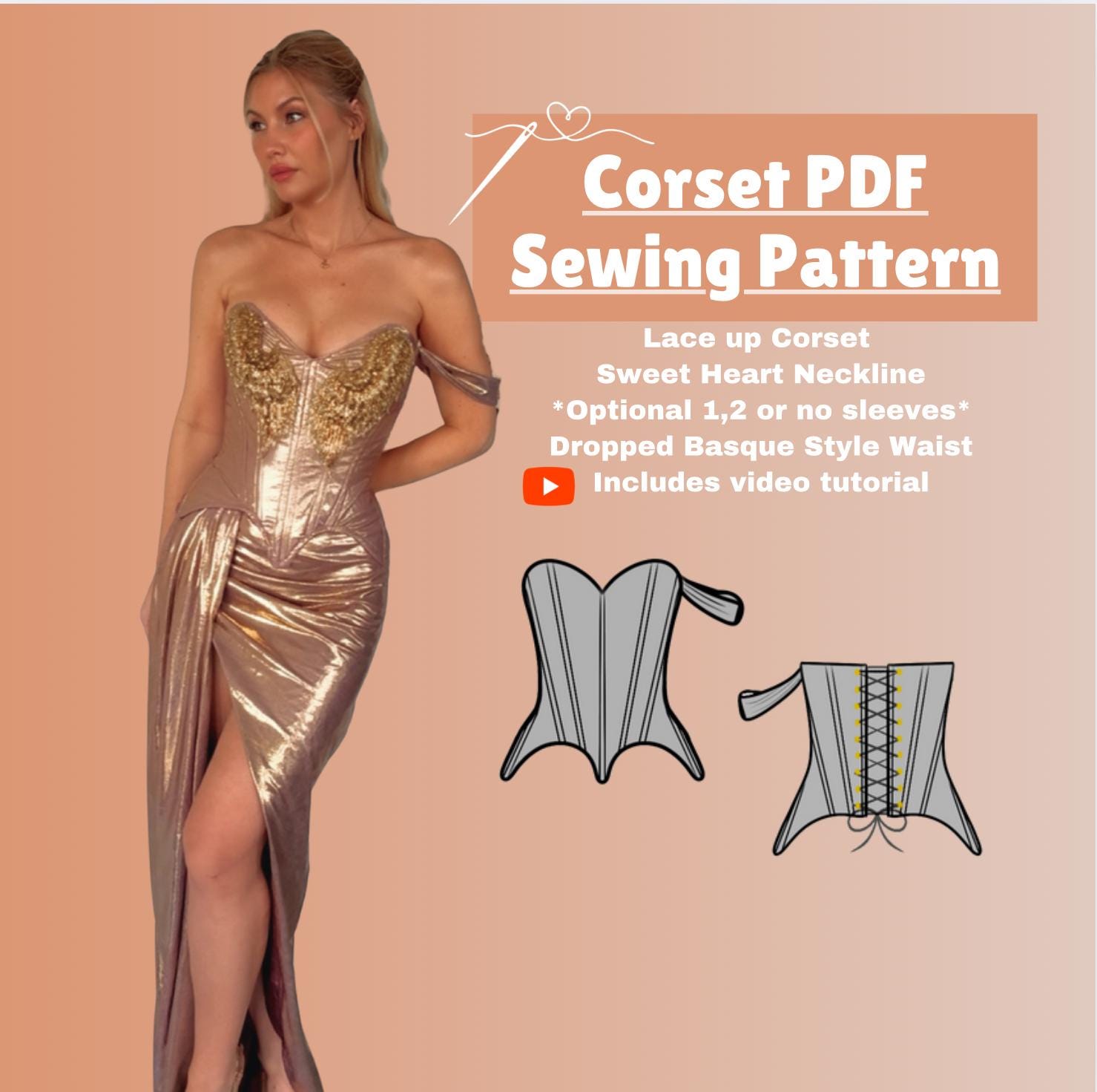 Dropped Waist Corset Sweetheart Dress Pattern - Etsy