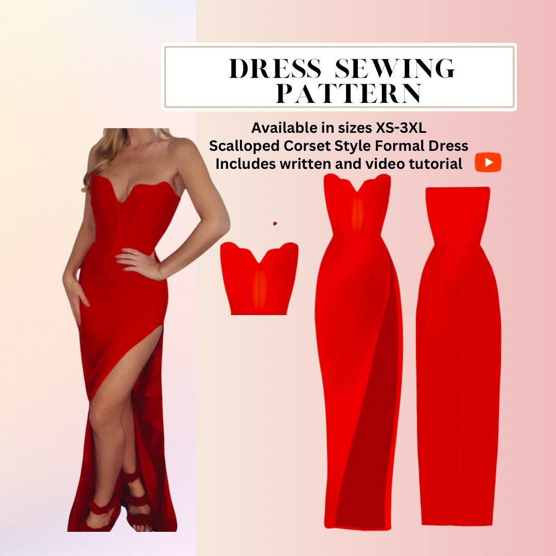 Dress Sewing PDF Pattern I Womans Formal Dress Pattern I Corset