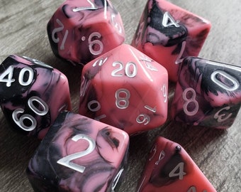 Pink and Black Alicorn 7 pc dice set | Dragon Hoard | Tabletop RPG | Dice Goblin | d20 system | dnd