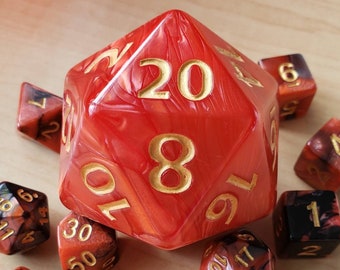 Colossal D20 - Red Pearl, 55mm | Dragon Hoard | Tabletop RPG | Dice Goblin | d20 system | dnd