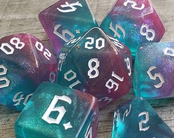 Dragonfly - The Butterfly Flutterer, Purple & Turquoise 7 pc dice set | Dragon Hoard | Tabletop RPG | Dice Goblin | d20 system | dnd