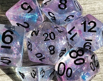 Adult Unicorn, Pink & Blue 7 pc dice set | Dragon Hoard | Tabletop RPG | Dice Goblin | d20 system | dnd