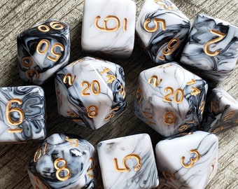 11pc Black and White Serpent dice set | Dragon Hoard | Tabletop RPG | Dice Goblin | d20 system | dnd