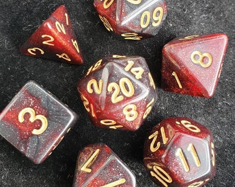 Adamantine Dragon, Black & Red 7 pc dice set | Dragon Hoard | Tabletop RPG | Dice Goblin | d20 system | dnd