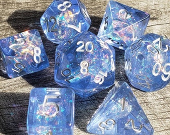 Soul Dragon - Moonstone, Holographic (#2 of 5 Sets) 7 pc dice set | Dragon Hoard | Tabletop RPG | Dice Goblin | d20 system | dnd