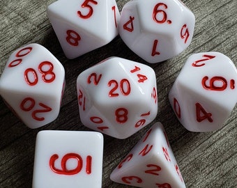 White Knight - Red Order 7 pc dice set | Dragon Hoard | Tabletop RPG | Dice Goblin | d20 system | dnd