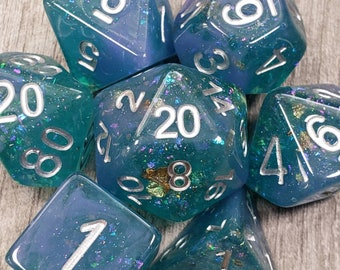 Cosmic Wonders, Blue & Green 7 pc dice set | Dragon Hoard | Tabletop RPG | Dice Goblin | d20 system | dnd