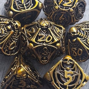 Hollow Metal - Necromancer Bone 7 pc dice set | Dragon Hoard | Tabletop RPG | Dice Goblin | d20 system | dnd