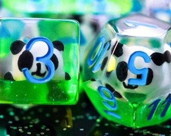 Playful Pandas 7 pc dice set | Dragon Hoard | Tabletop RPG | Dice Goblin | d20 system | dnd