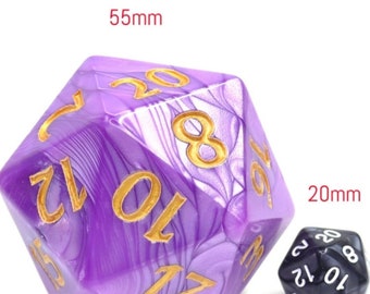 Colossal D20 - Purple Pearl, 55mm | Dragon Hoard | Tabletop RPG | Dice Goblin | d20 system | dnd