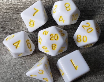 White Knight - Yellow Order 7 pc dice set | Dragon Hoard | Tabletop RPG | Dice Goblin | d20 system | dnd