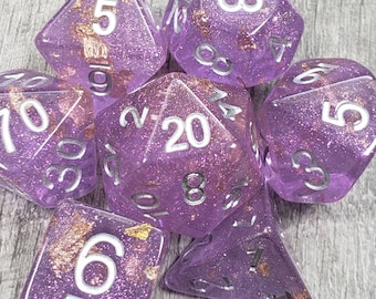 Jeweled Journeys, Purple 7 pc dice set | Dragon Hoard | Tabletop RPG | Dice Goblin | d20 system | dnd