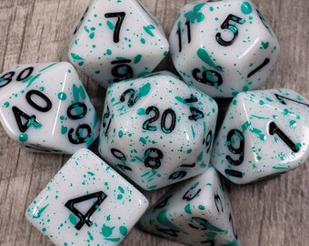 Blood Splatter - Alien Green, 7 pc dice set | Dragon Hoard | Tabletop RPG | Dice Goblin | d20 system | dnd