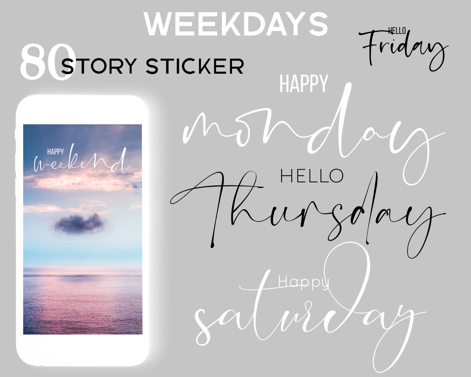 Weekdays Story Sticker 80 Sticker Instagram Daily Etsy.de
