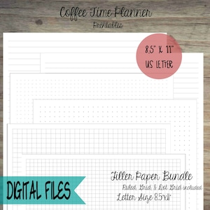 US Letter Size Filler Paper Bundle Square Grid, Dot Grid, Lined/Ruled Letter Size 8.5x11 image 1