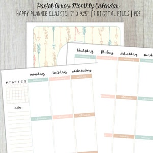 Happy Planner Printable, Happy Planner Insert, Happy Planner Classic, Monthly, Happy Planner Monthly, Happy Planner Weekly, Digital