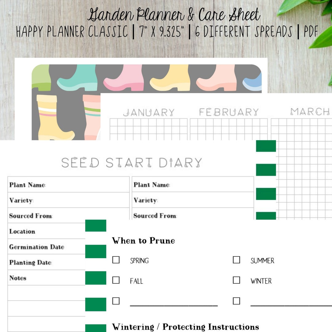 Garden Planner Garden Insert Happy Planner Garden Etsy