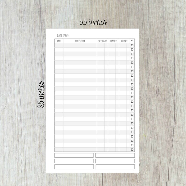Half Letter Checkbook Register Bundle - 7 Different Layouts 5.5" X 8.5 ...