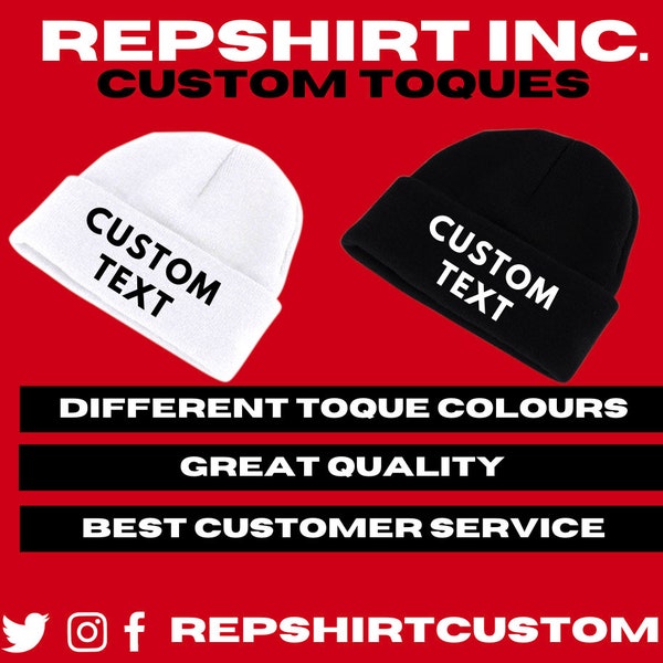 Custom Toques 12" Folded With Embroidery. Custom Apparel in Canada. Local Shop.