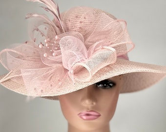 Dusty Rose and Pink Straw Hat, Easter Hat, Church Hat, Sunday Hat,Kentucky Derby Hat, Virginia Beach Hat,Audrey Hepburn Hat, BOHO Hat