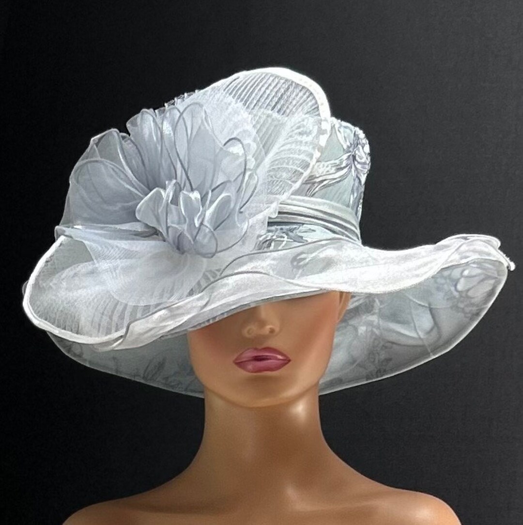 Large Grey and White Hat /kentucky Derby Hat /easter Hat
