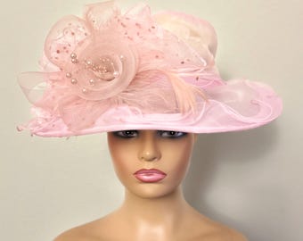 Beautiful Dusty Rose Pink Straw Hat,virginia Beach Hat  display picture 1