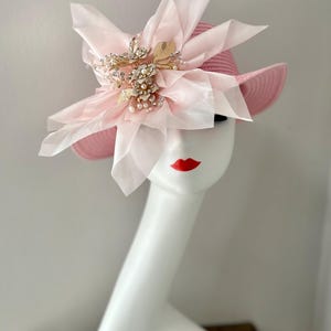 Gorgeous Baby Pink Straw Hat /Kentucky Derby Hat /Easter Hat/ Church Hat /Tea Party Hat/Wedding Hat/Downton Abby Hat