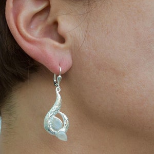 Earrings moonstone, silver, faceted, gemstone drop earrings