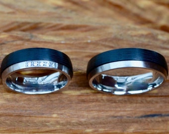 Engagement rings, stainless steel, cubic zirconia, black; partner rings, multicolored; wedding rings