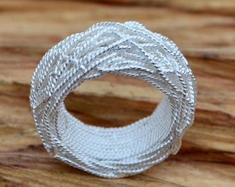 Silverring, stor statementring, wrapring