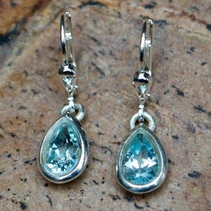 Earrings Blue Topaz, silver, faceted, Topaz earrings, light blue