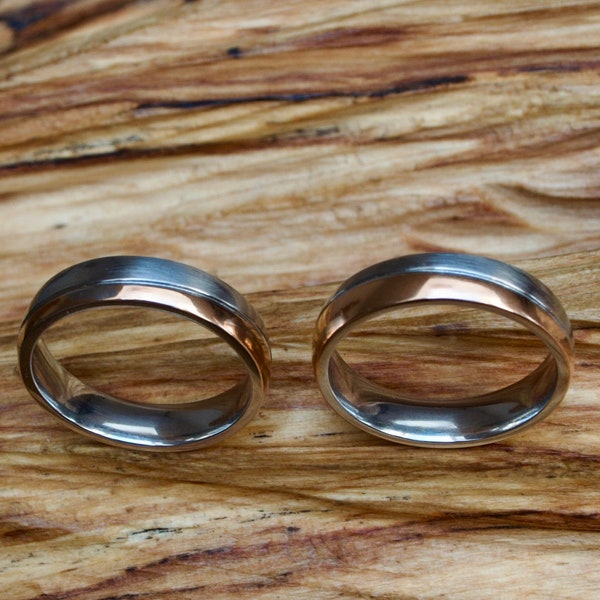 Partner rings stainless steel, rose, unisex wedding rings, wedding rings without stone