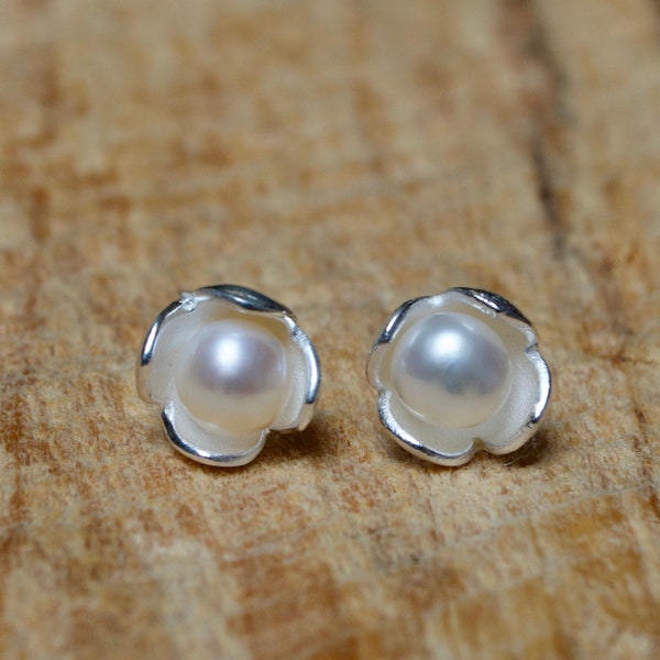 Ohrstecker Perle, Silber, echte Perlen