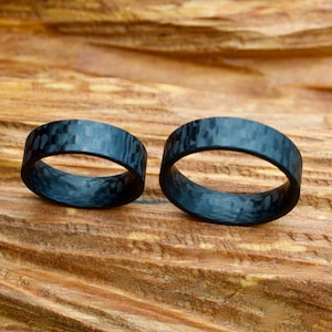 Wedding rings without stone, carbon, partner rings, unisex wedding rings