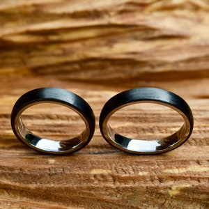 Wedding rings, titanium, carbon, unisex partner rings, simple wedding rings