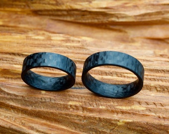 Wedding rings without stone, carbon, partner rings, unisex wedding rings