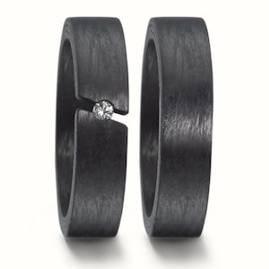 Eheringe, Carbon, Diamant (0,03 ct w/si), Partnerringe, Trauringset Diamant