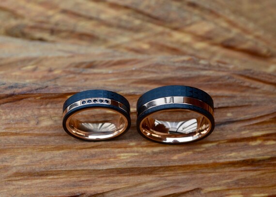 Anillos de pareja acero inoxidable zirconia cúbica Etsy España