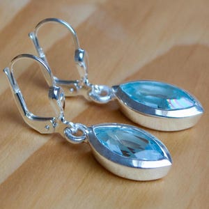 Earrings Blue Topaz, Silver, faceted, Topaz Earrings