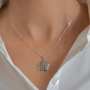 Collar Flor de la Vida, plata, colgante con cadena de plata, varias longitudes