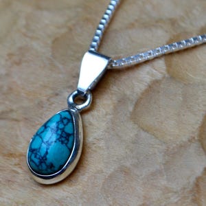Turquoise necklace, silver, pendant with chain