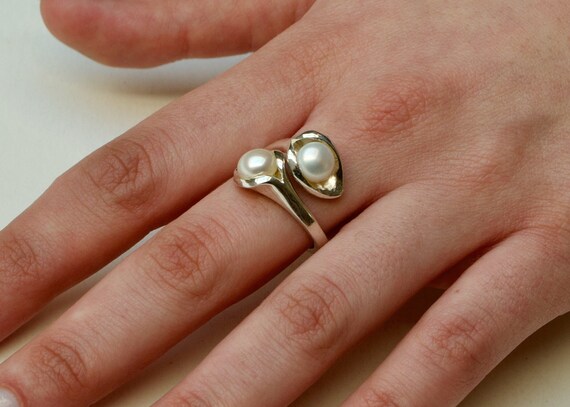 Bague Perle Bague Argent Bague Declaration Perle Etsy France