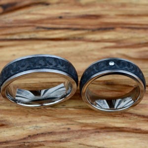 Wedding rings, titanium carbon, diamond (0.03 ct w/si), wedding rings, wedding rings diamond