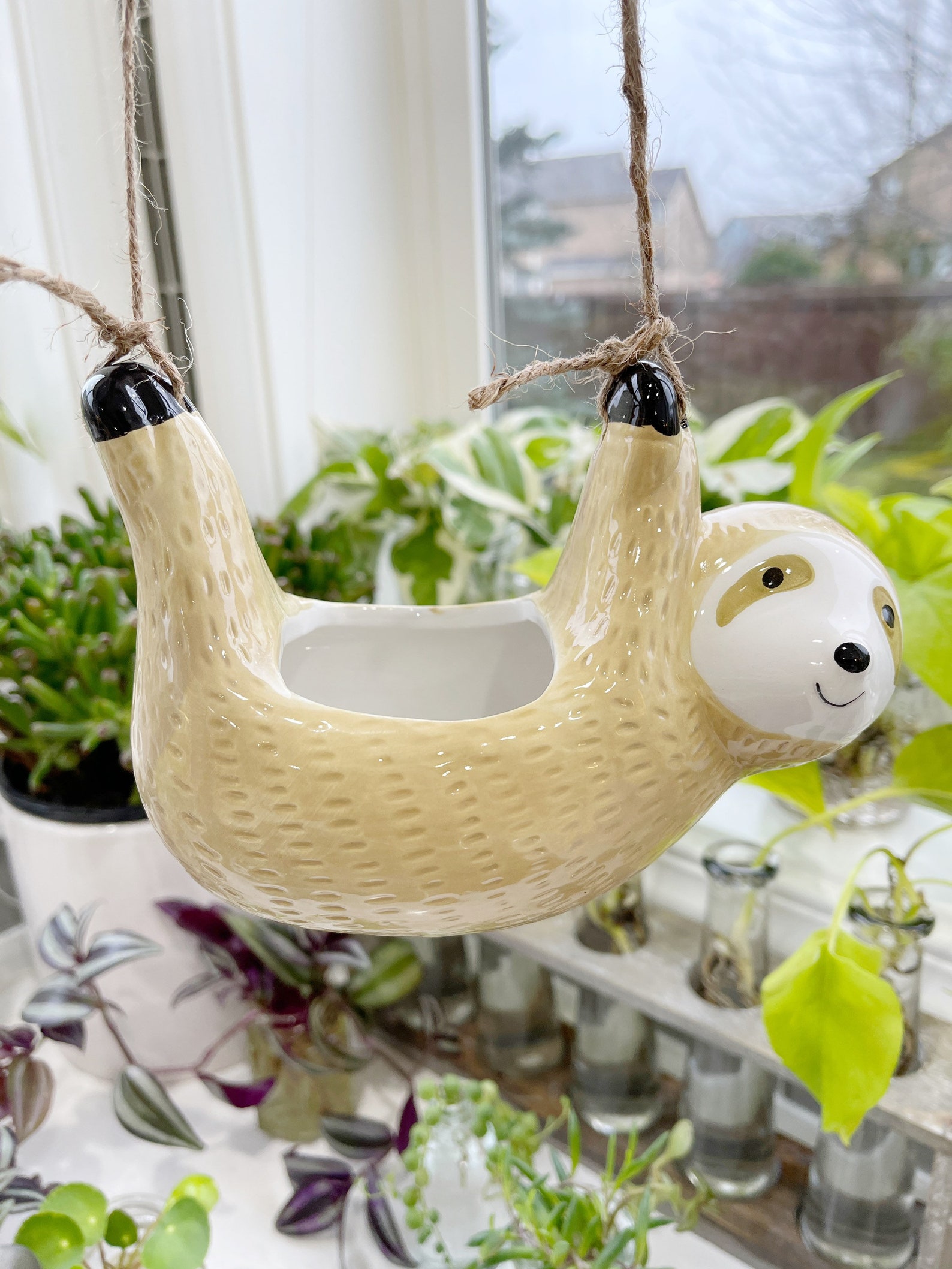 Sloth Hanging Planter Plants Houseplants Etsy
